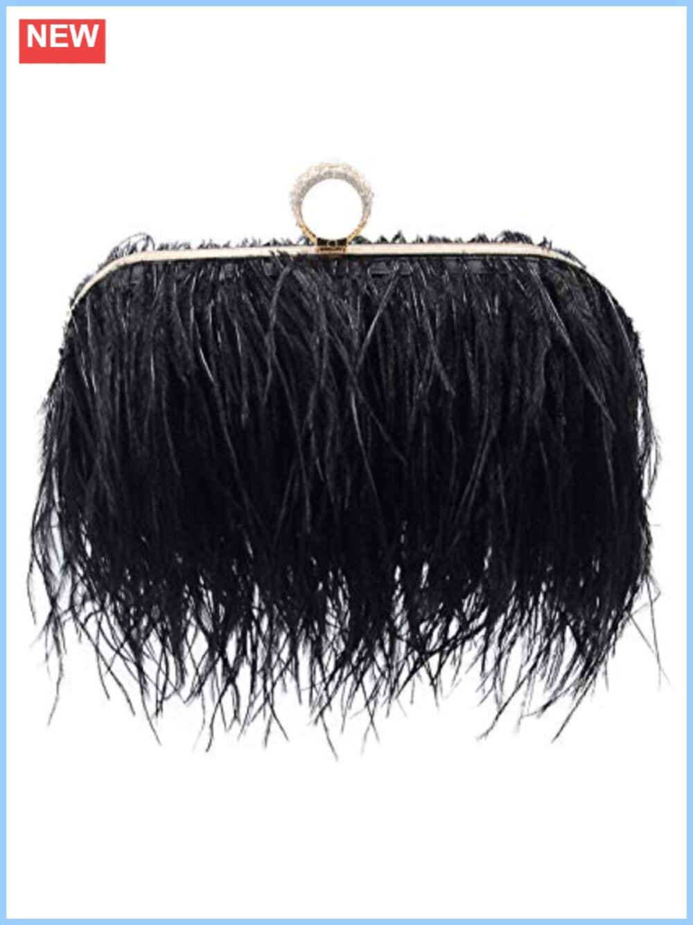 Ostrich Feather Clutch Purse Crossbody Evening Bag Handmade